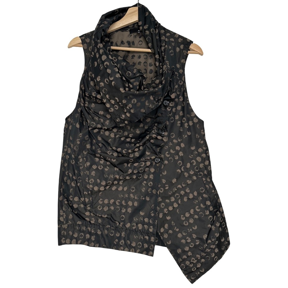 Sun Kim Jenny Vest Ruched Polka Dot Black S‎